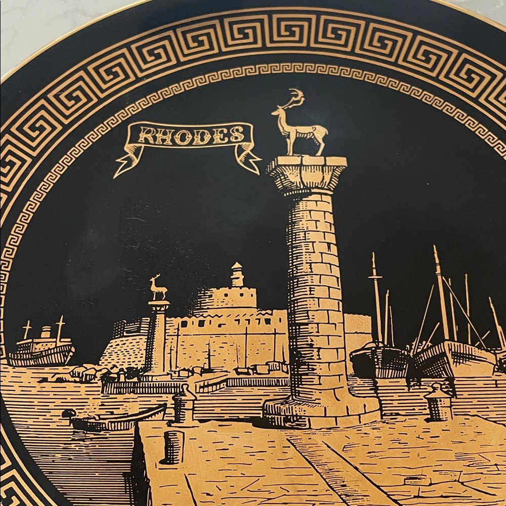 Vintage Hand Made in Greece 24K Gold - Black and Gold Decorative Plate - Picture 8 of 8